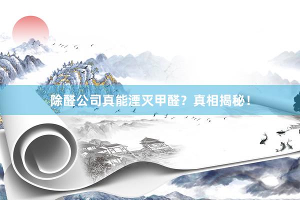 除醛公司真能湮灭甲醛？真相揭秘！